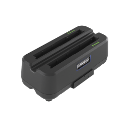 4 zweifarbige LEDs zeigen den Ladezustand der 2 Akkus an